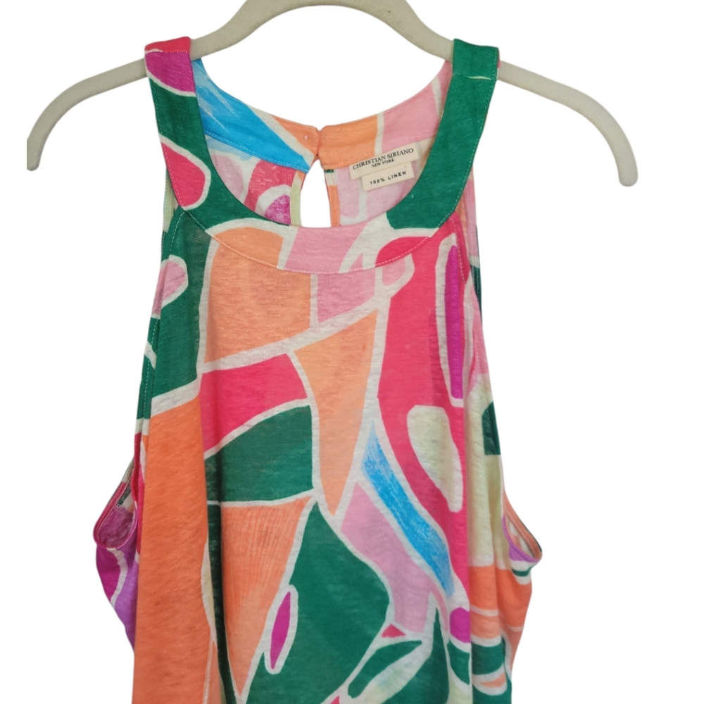 NWT Christian Siriano Linen Sleeveless Tank Top 3X Multicolor Artsy Boho - Picture 9 of 12